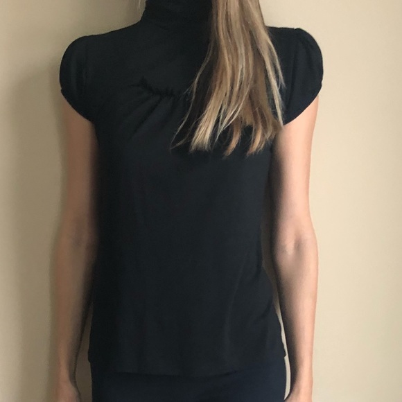 thanx collection Tops - Vintage thanx collection Chic Jersey Short Cap Sleeve Mock Turtleneck Top Blouse